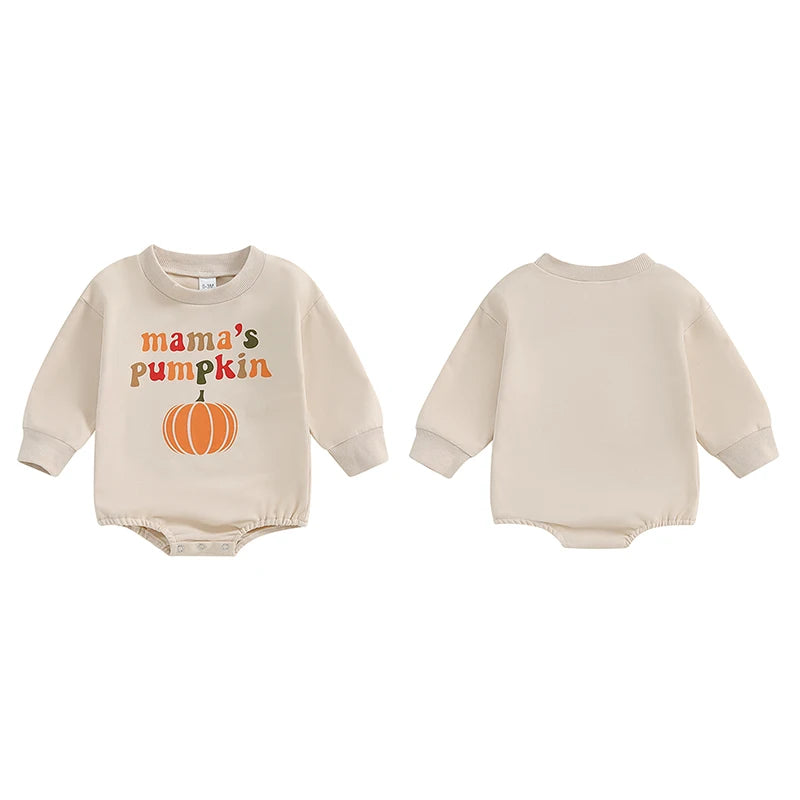 Halloween  Pumpkin Print Round Neck Long Sleeve Sweatshirt For Newborn