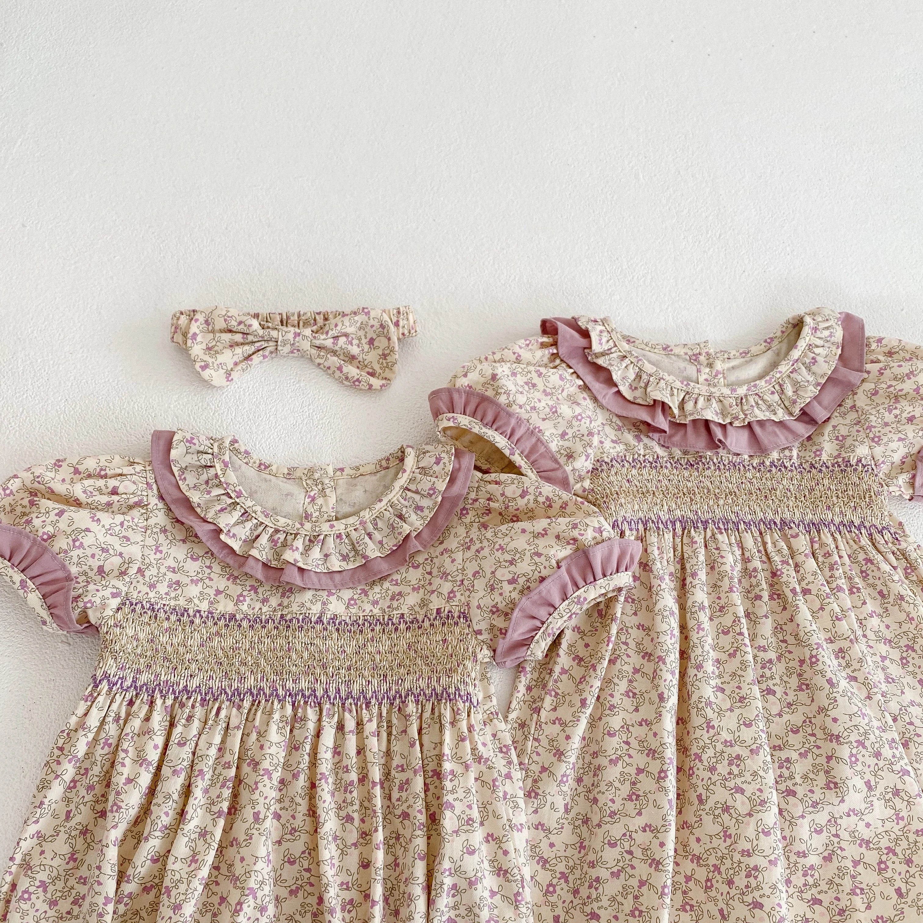 Lace Floral Toddler Girl Dress Family Matching Sister Outfit