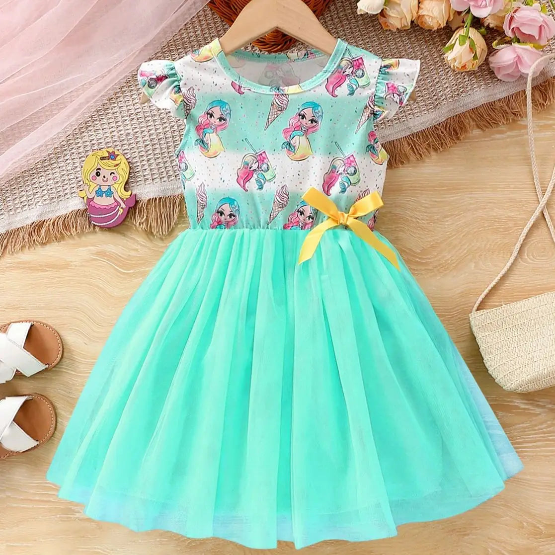 Summer Cartoon Mermaid Princess Dress
