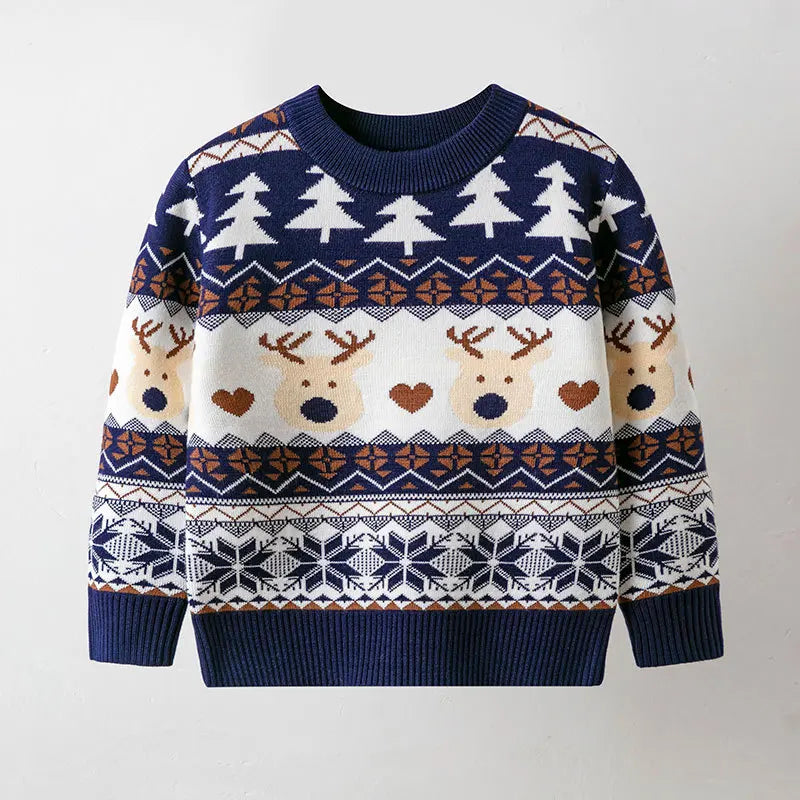 Festive Christmas Sweater Kids Warm Cotton Pullover