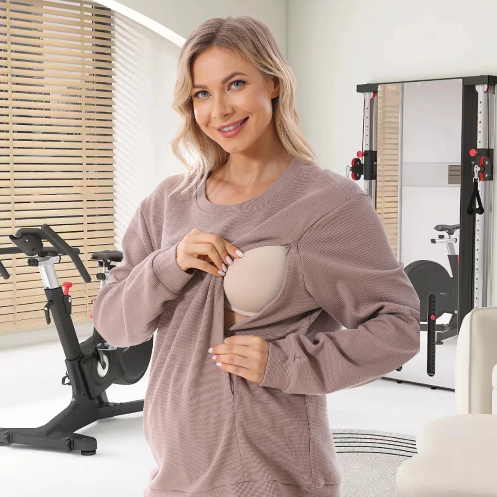 MOMSTAG Maternity Waffle Breastfeeding Hoodie