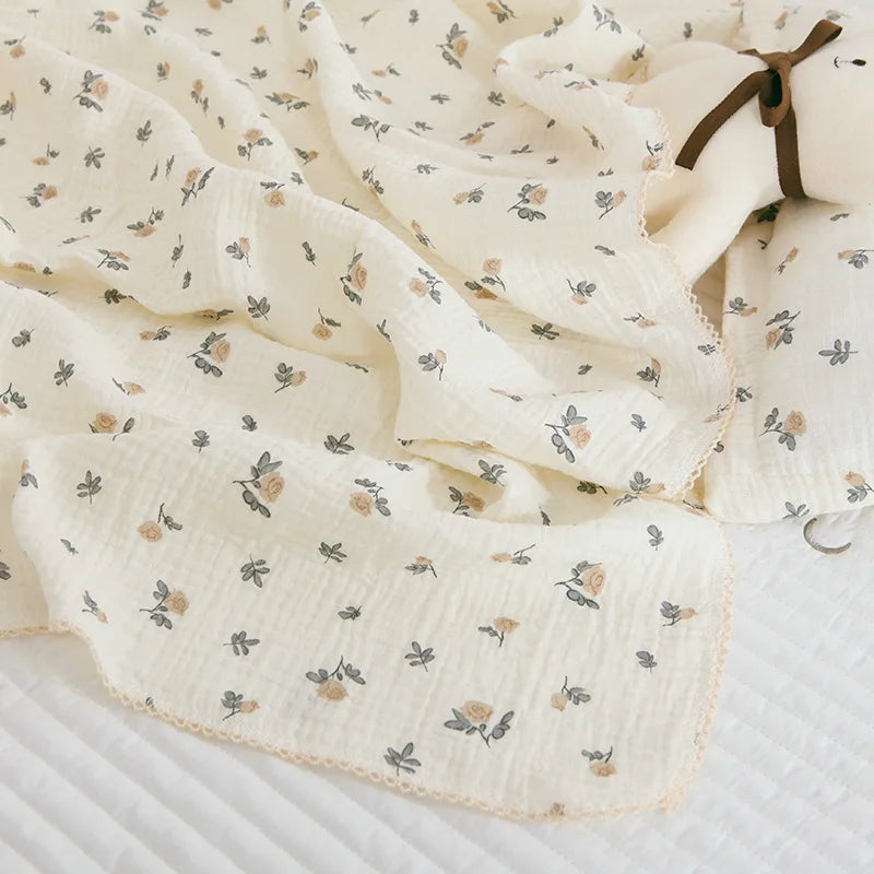 Floral 150cm Muslin Blanket for Baby Swaddle Wrap