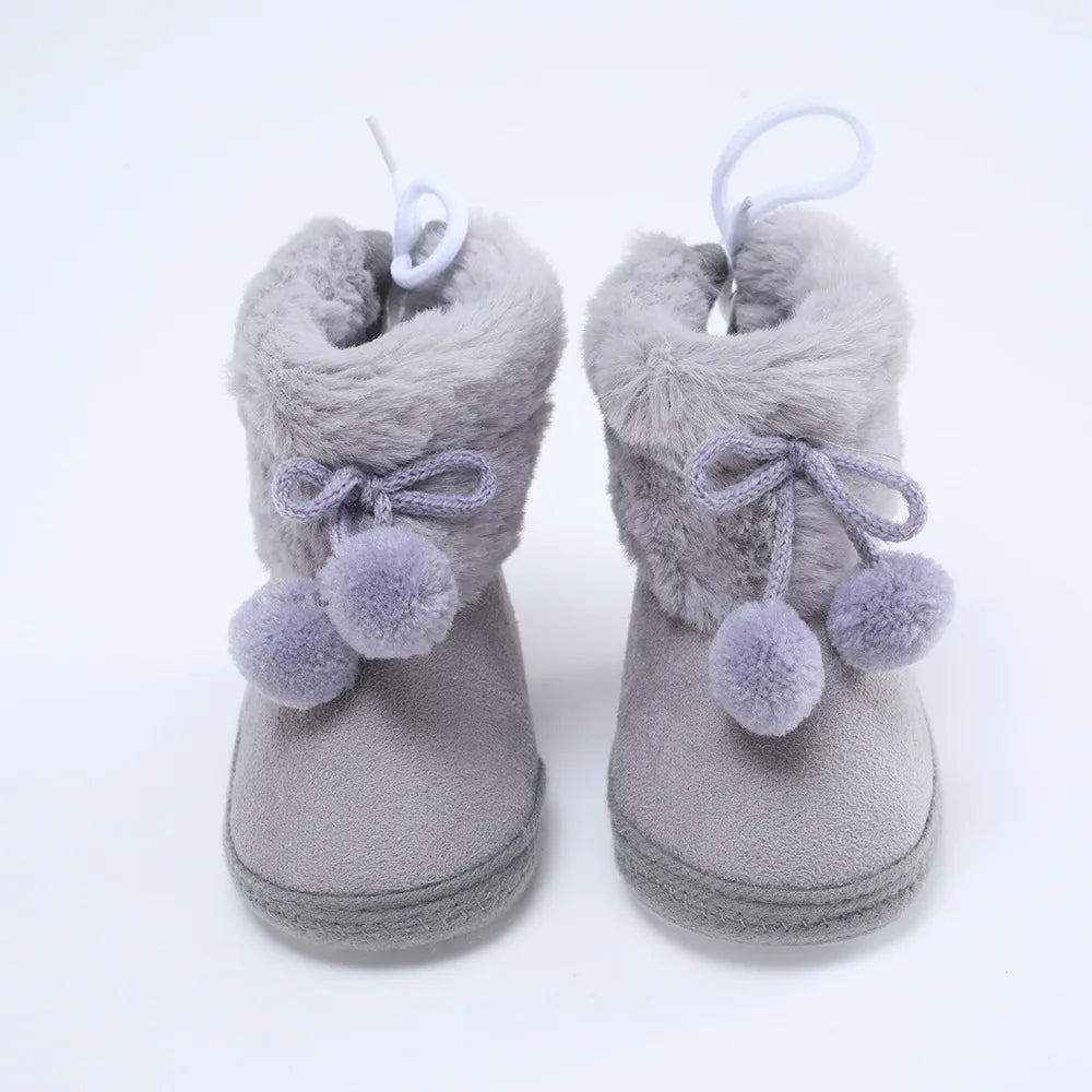 Soft Sole Fur Snow Booties for Babies