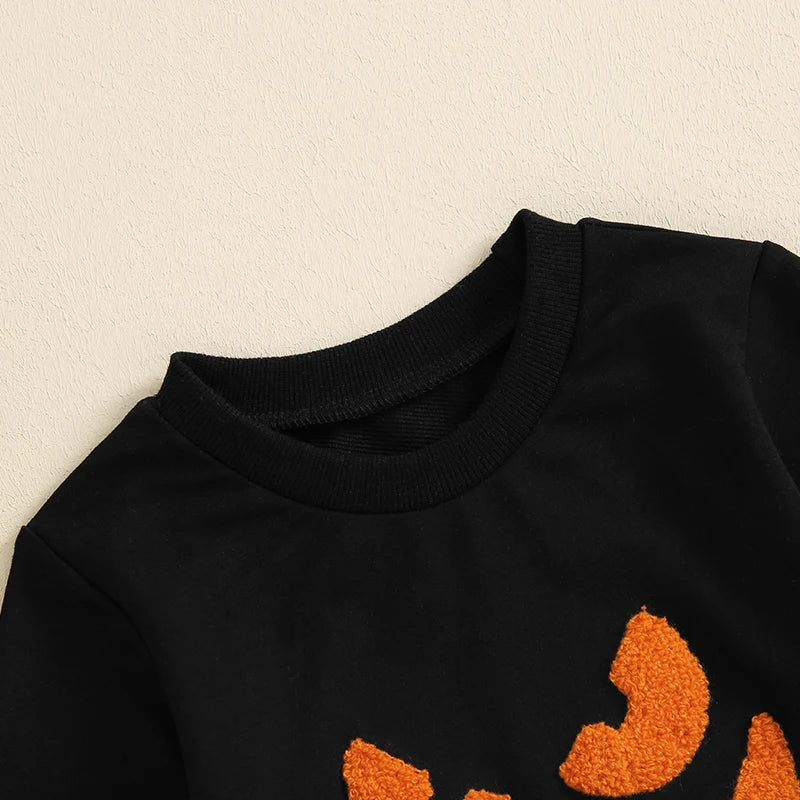 Pumpkin Embroidery Halloween Sweatshirts for Boys and Girls