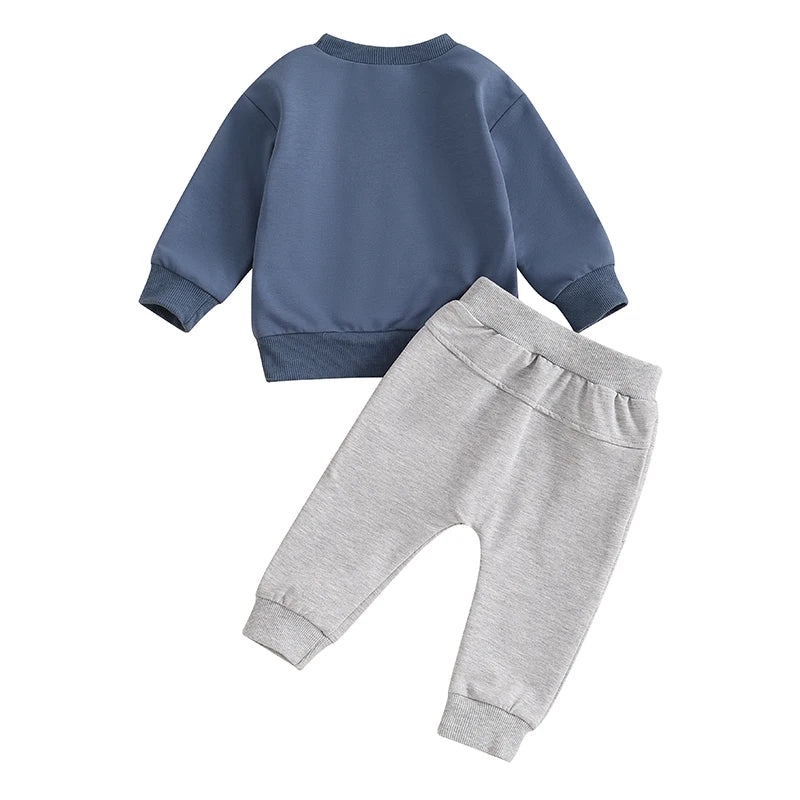 2 pc Long Sleeve Sweatshirt and Elastic Waist Pants with Pockets for Boys