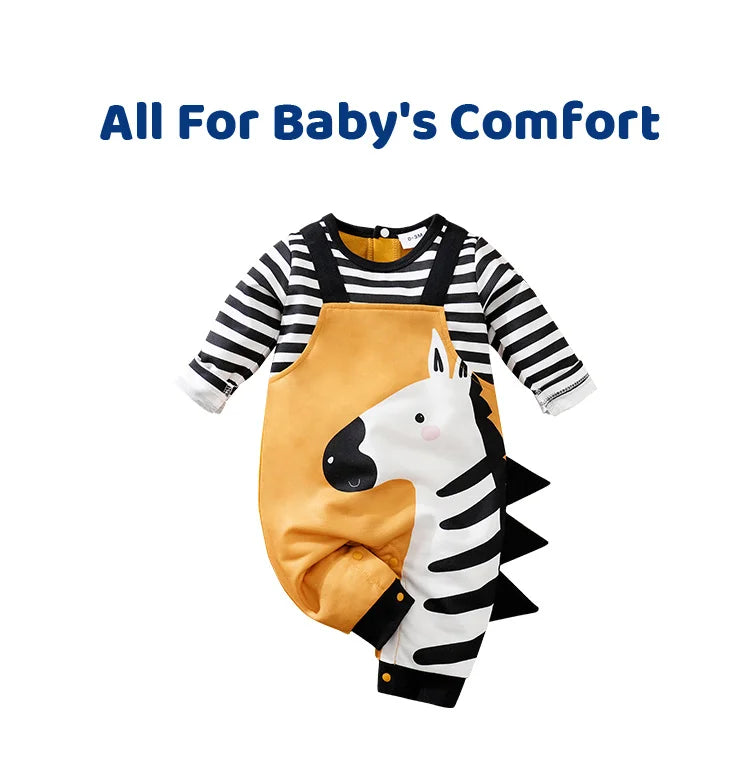 MOMSTAG Newborn 3D Zebra Print Long-Sleeve Jumpsuit