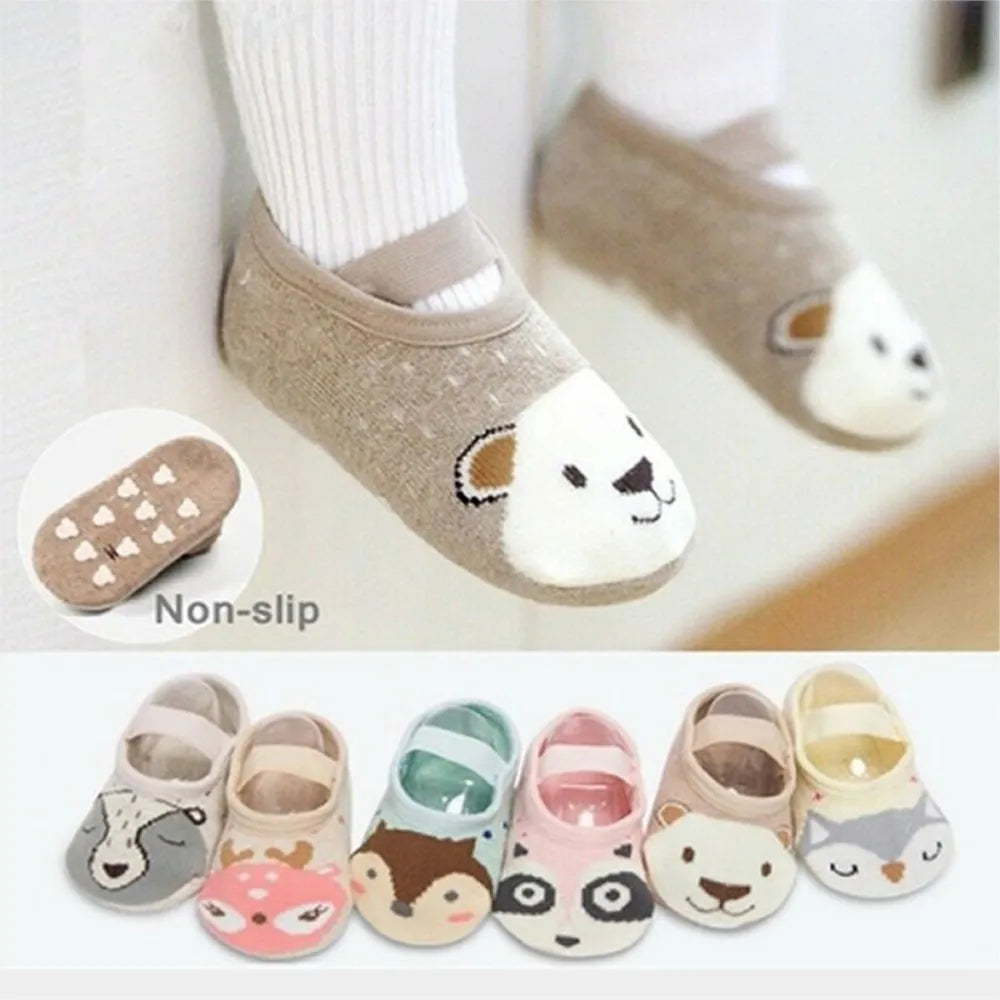 Soft Cotton Ankle Booties with Non-Slip Soles for Babies