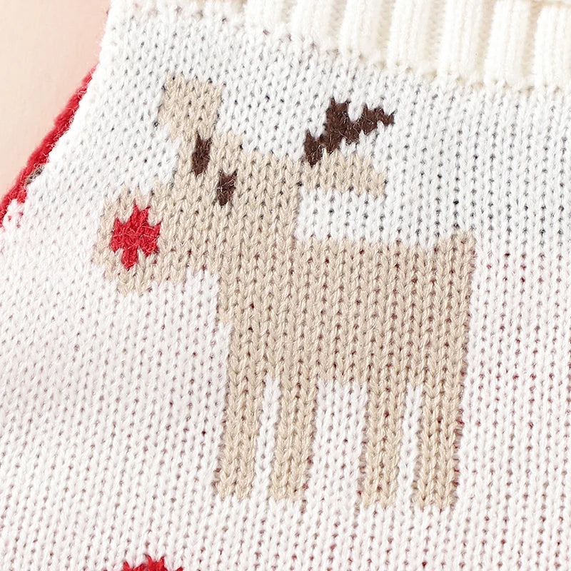 Red Reindeer Knit Baby Romper