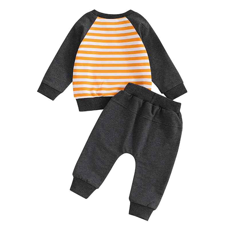 Toddler Halloween Embroidered Long Sleeve Sweatshirt & Pants Outfits