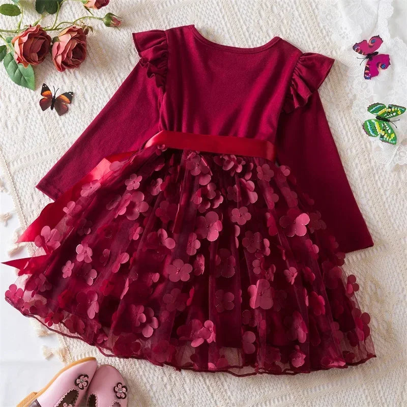 MOMSTAG Girls Fall Pink Princess Dress