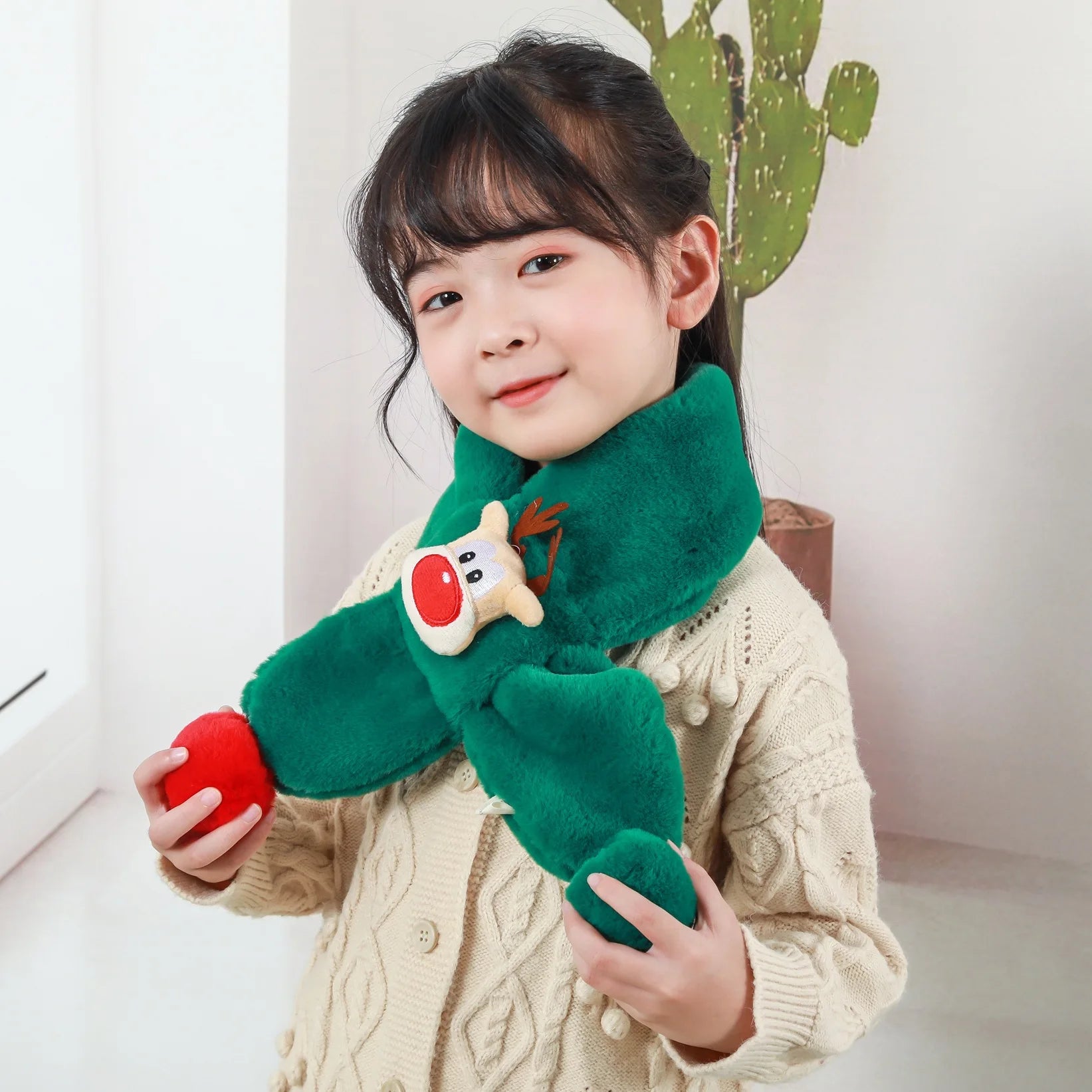 Kids Plush Christmas Winter Scarf