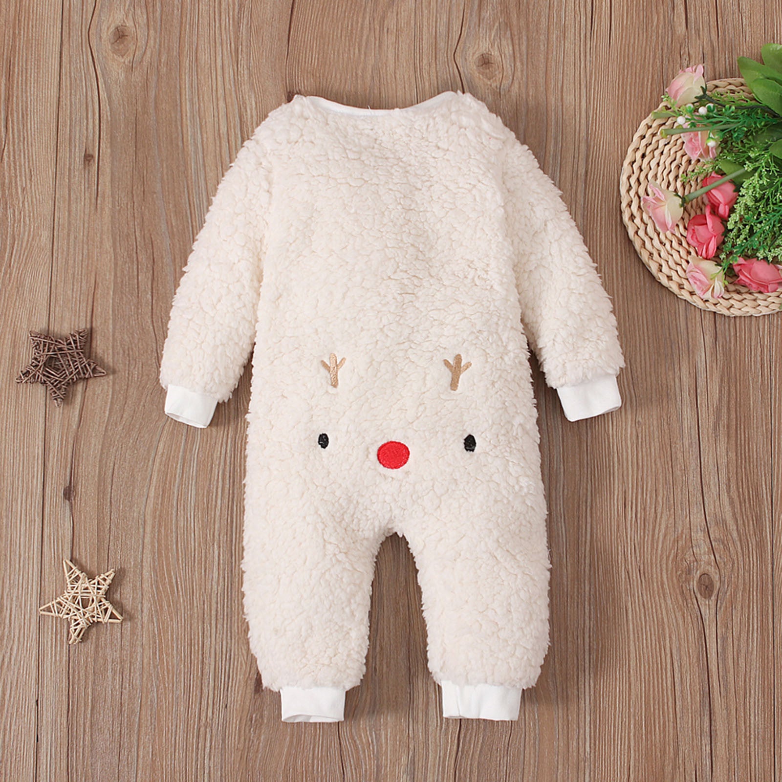 MOMSTAG Newborn Baby Jumpsuits Christmas Romper Winter Zip Up Costumes