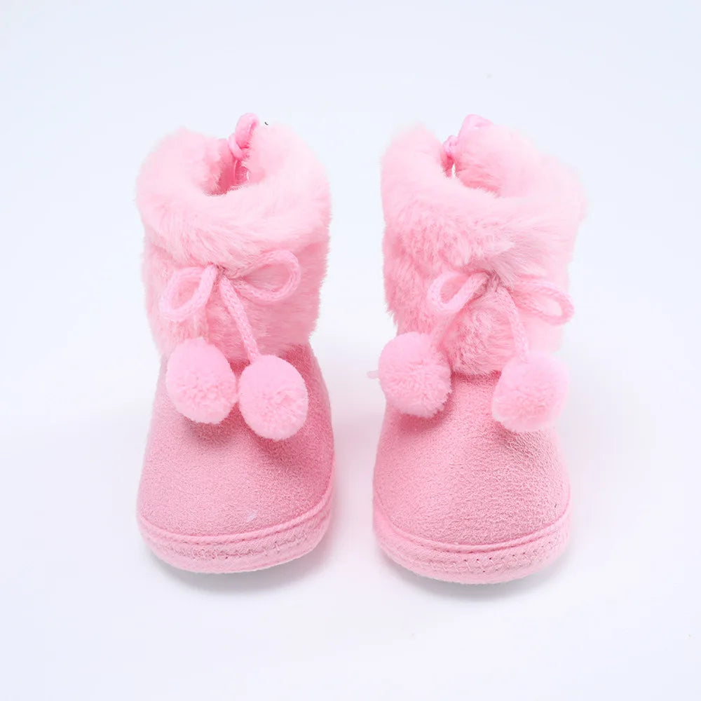 Soft Sole Fur Snow Booties for Babies