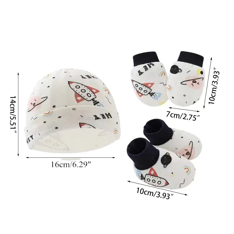 Cotton Baby Hat+Anti-Scratch Gloves for babies