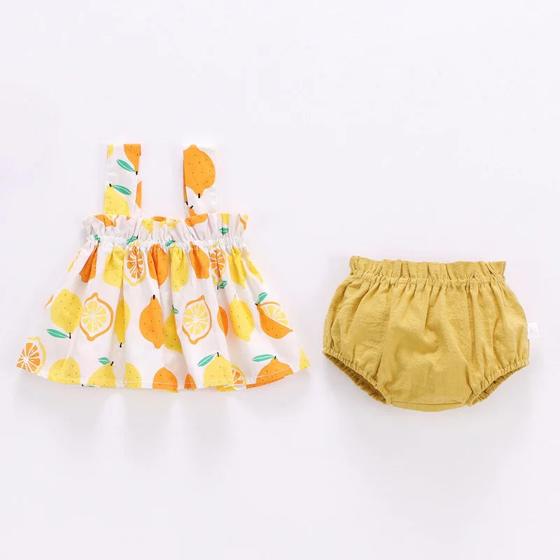 2Pcs/Set Thin top & shorts Clothes for baby girls