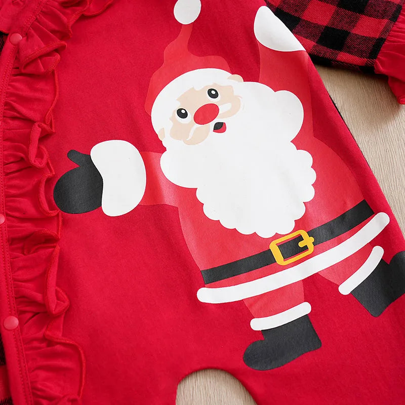 Newborn Santa Print Baby Jumpsuit