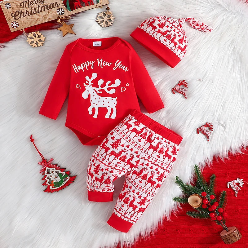 MOMSTAG 3Pcs Christmas Baby Clothes Set