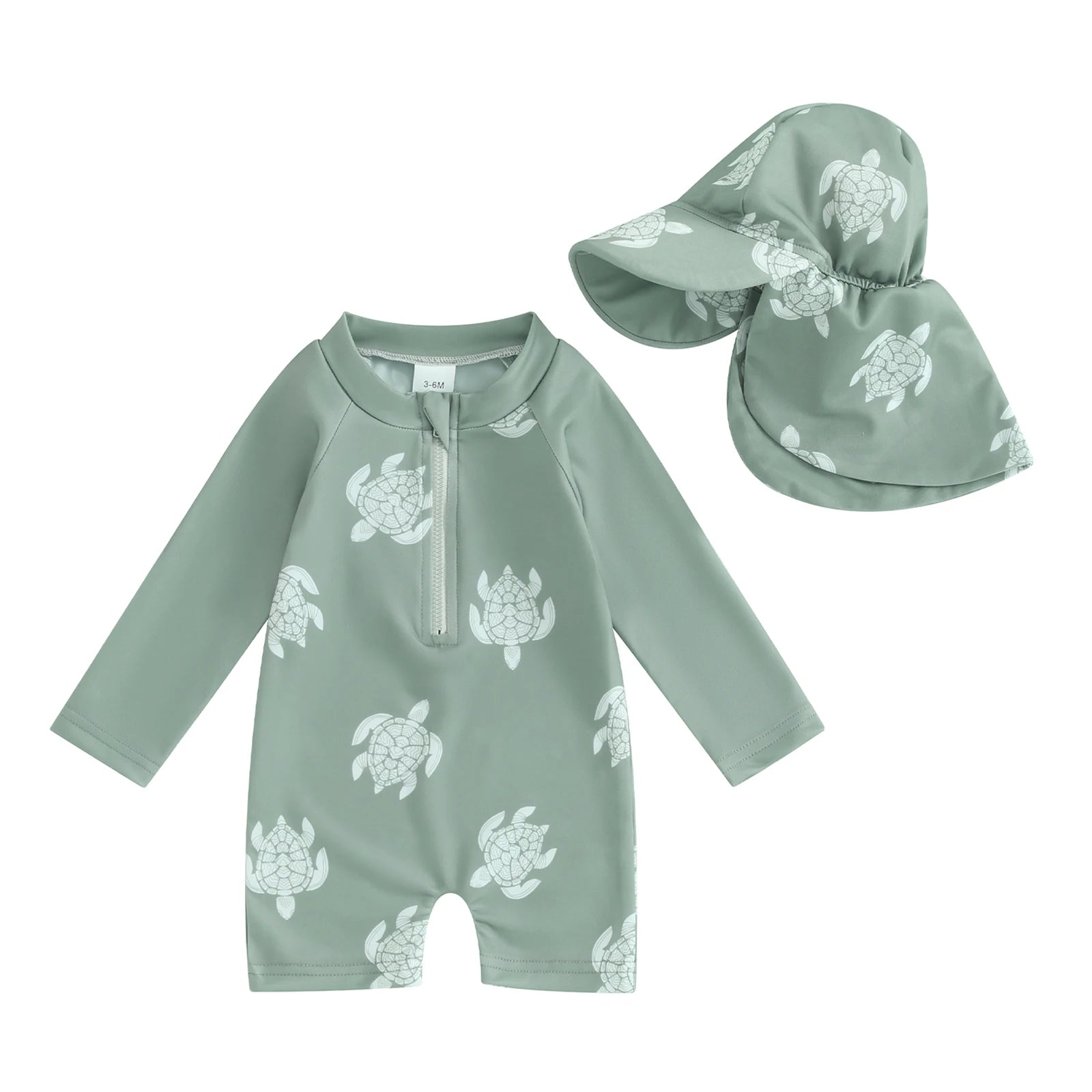 Floral or Tropical Long Sleeve Suit with Hat