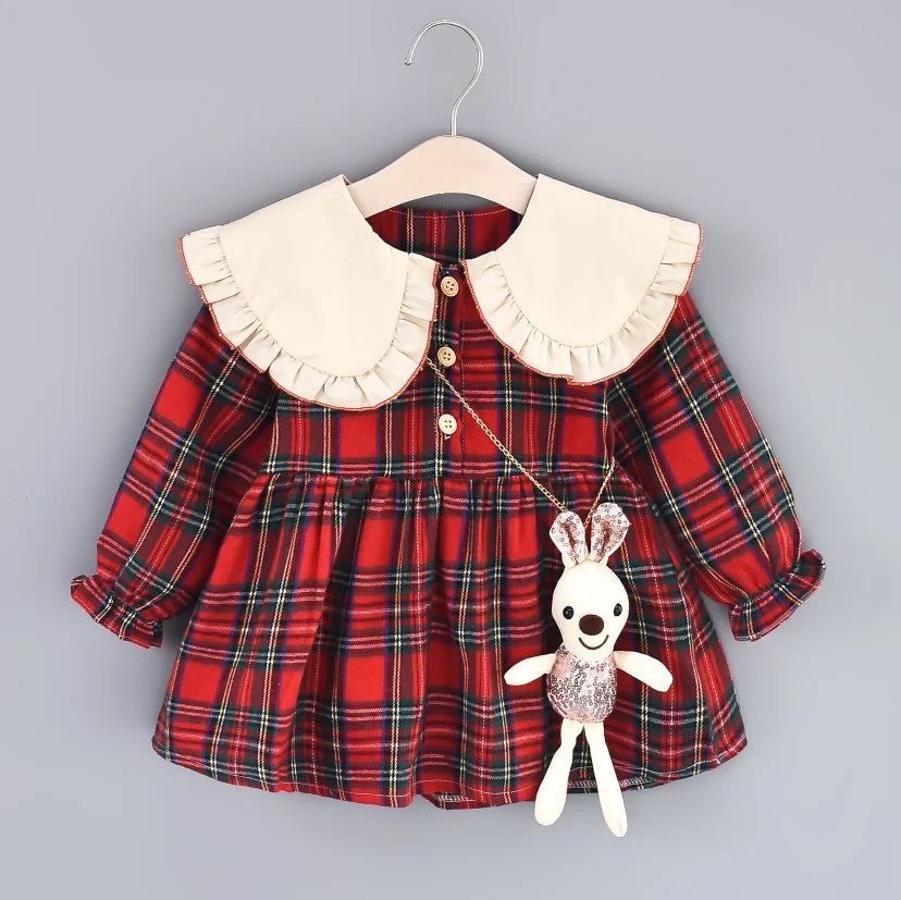 Baby Girl Dolly Red Plaid Dress Set