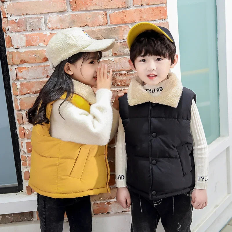 MOMSTAG Autumn Winter Sleeveless Hooded Vest Jacket for Unisex Kids