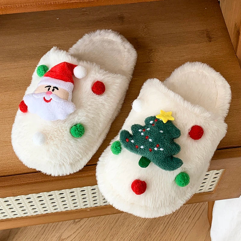Children Christmas Comfy Plush Indoor Slippers