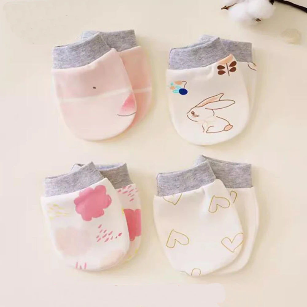 MOMSTAG Newborn Anti-Scratch Gloves - Cotton (0-3 Months)