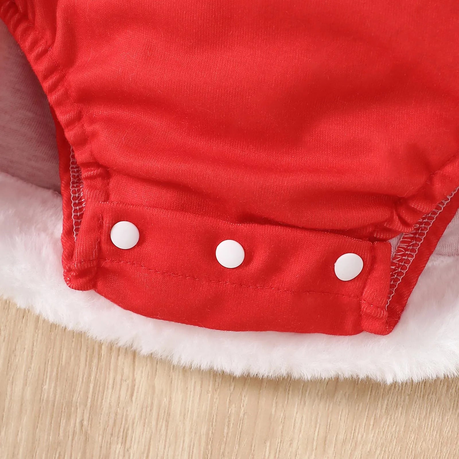 Long Sleeve Belt Patchwork Print Fur A-Line Christmas Dress with Santa Hats for baby girls