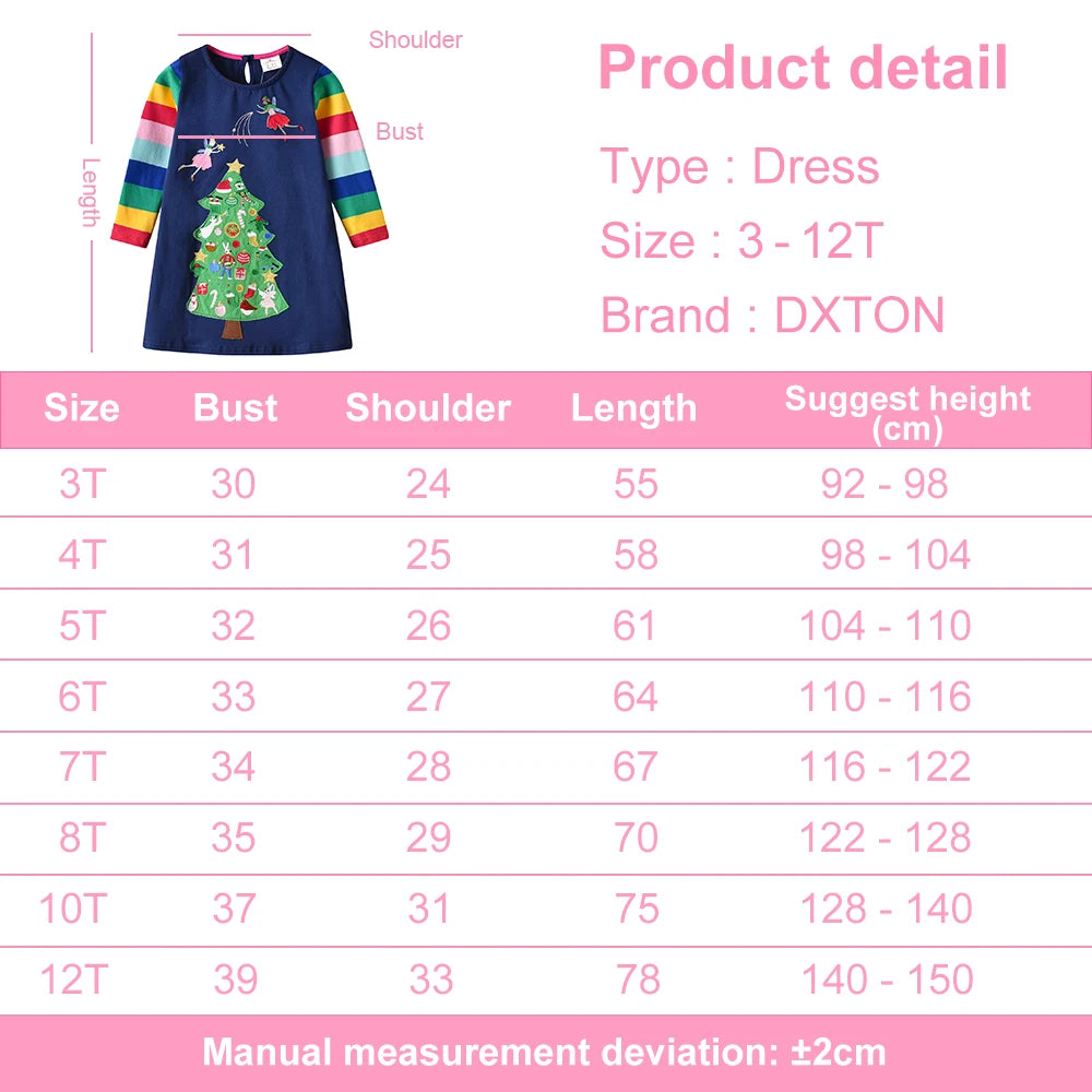 Girls Christmas Tree Appliqued Dress