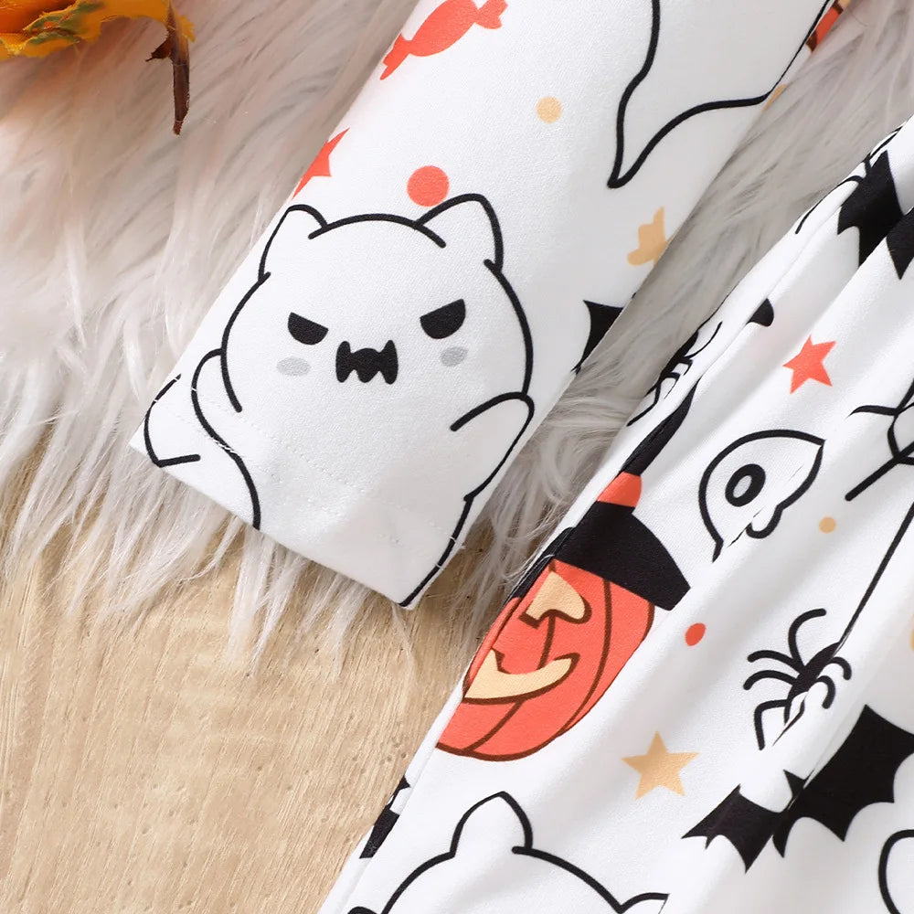 Halloween Print Long Sleeve Dress for Girls