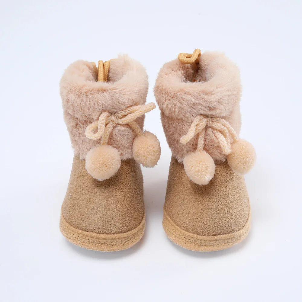 Soft Sole Fur Snow Booties for Babies