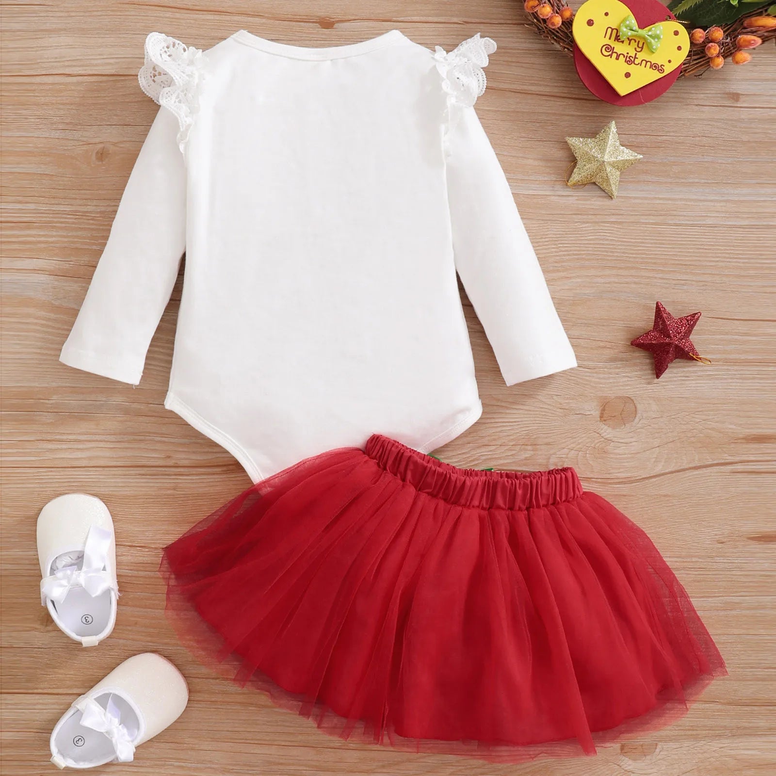 MOMSTAG Girls Christmas Outfits Bodysuit+Tulle