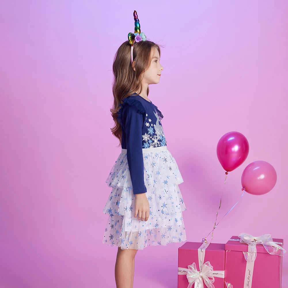 Starry Night Christmas Kids Dress