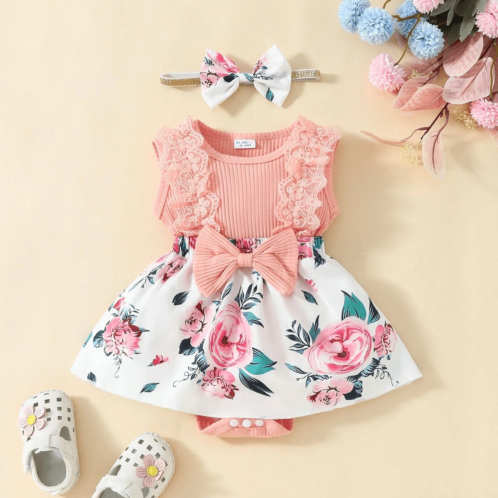 Baby Girl Dress Sleeveless Lace with Headband