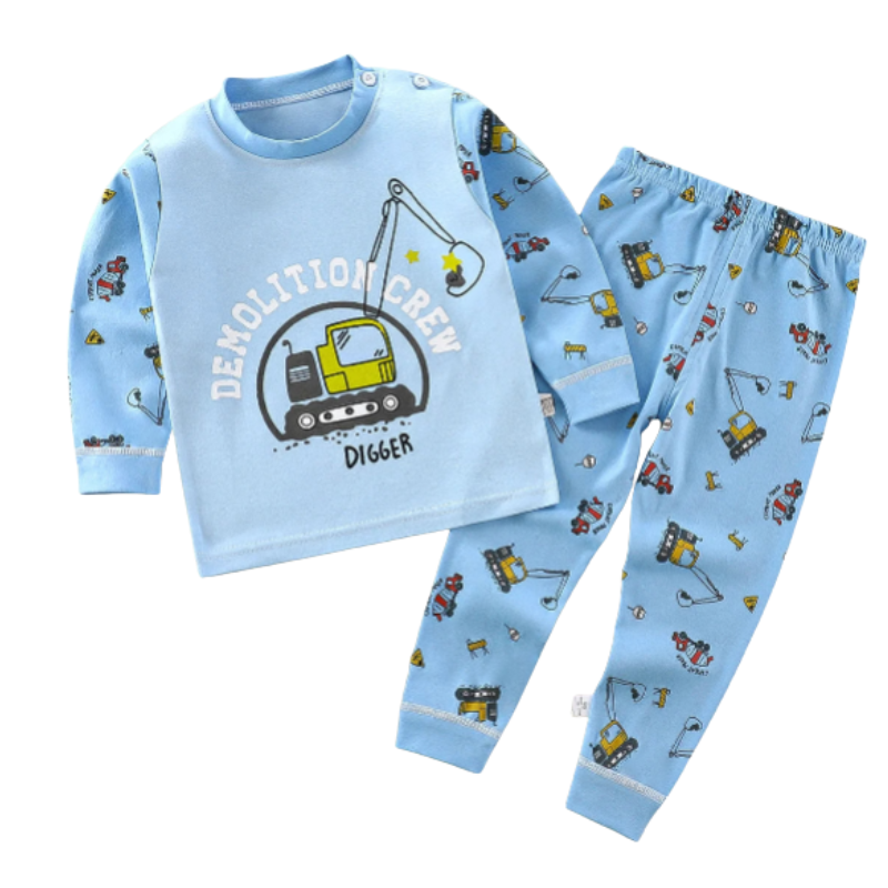 Kids Construction Trucks Sleepwear Pajama Set